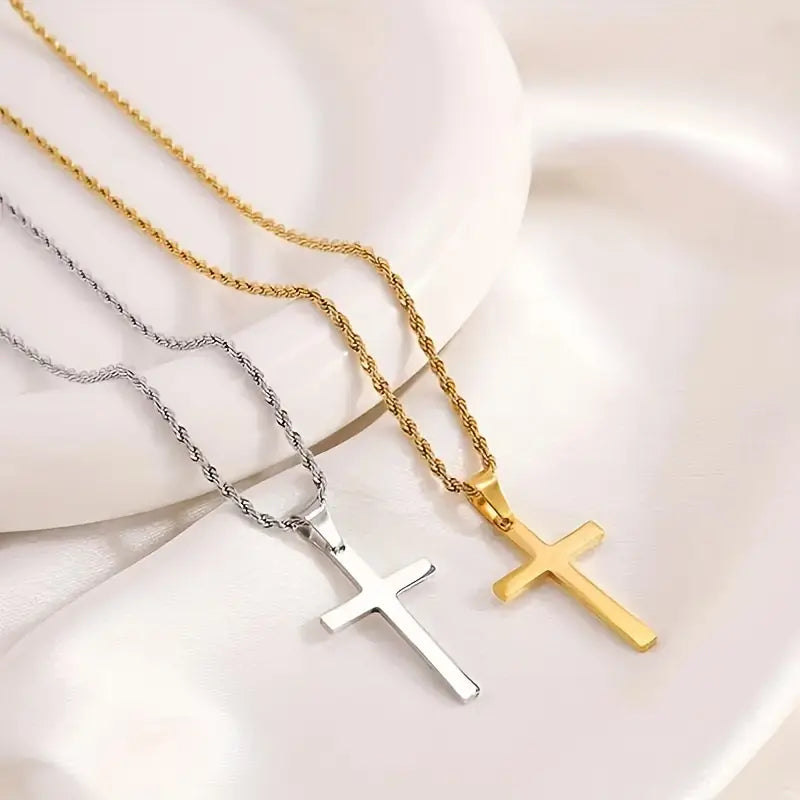 Kreuzkette Edelstahl/Vergoldet Unisex